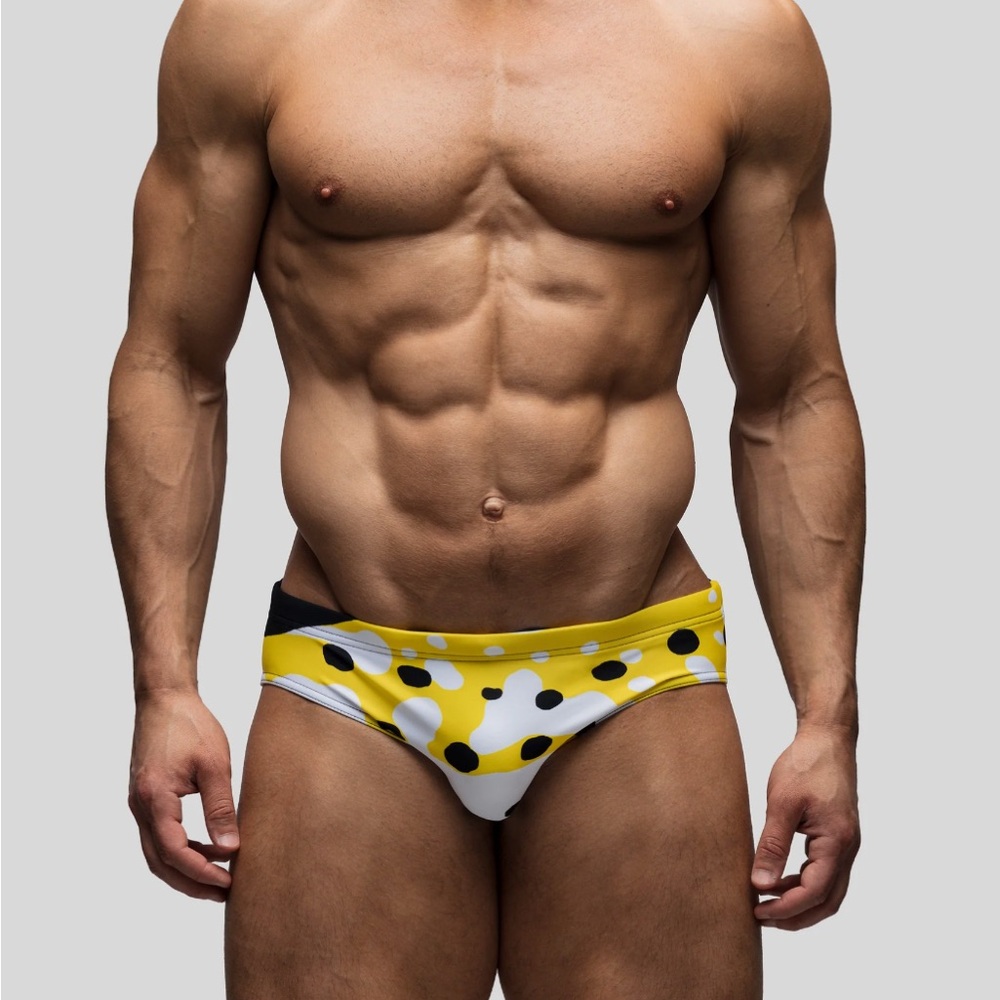 Yellow Polka Dot Men's Swim Briefs